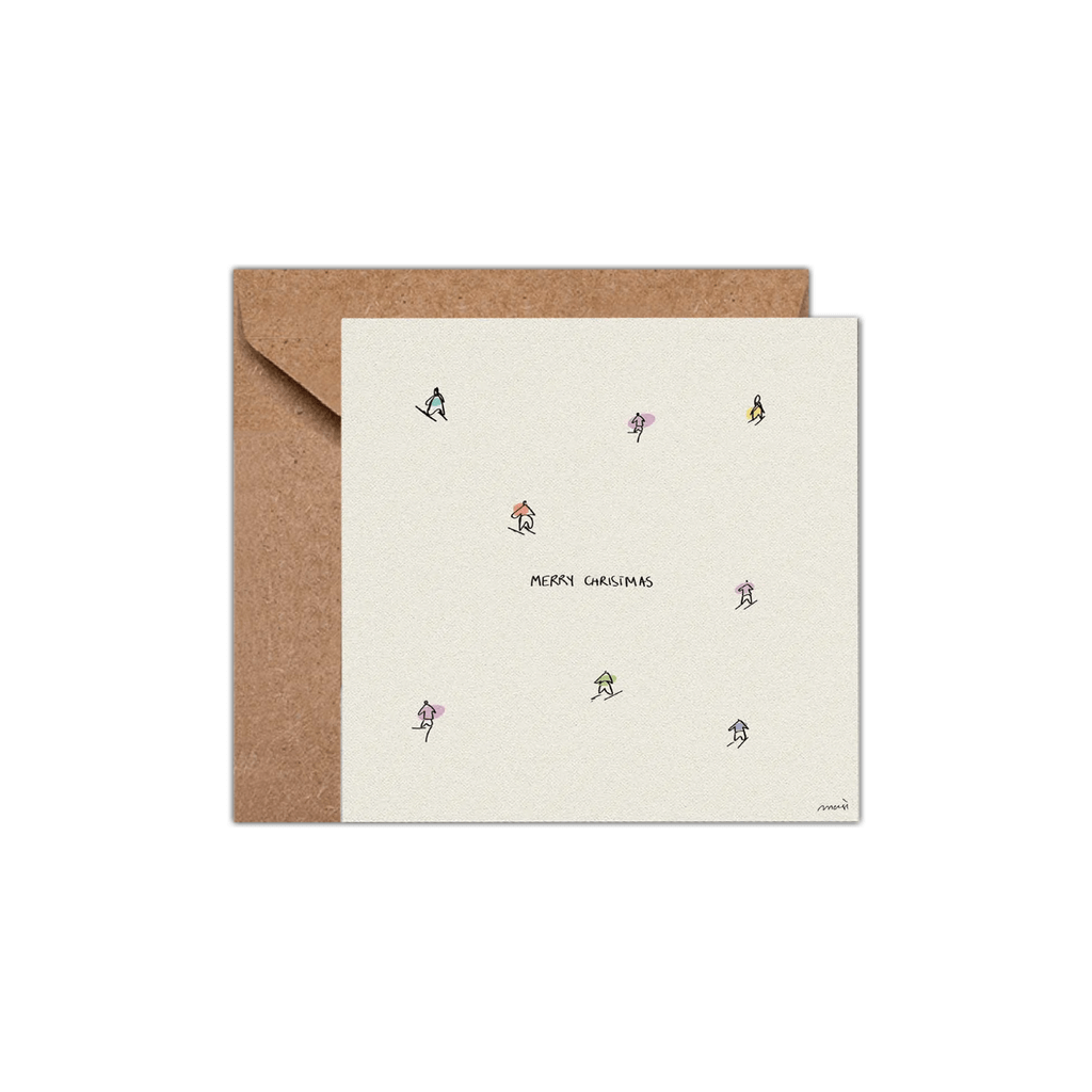CHRISTMAS CARD - SKIERS