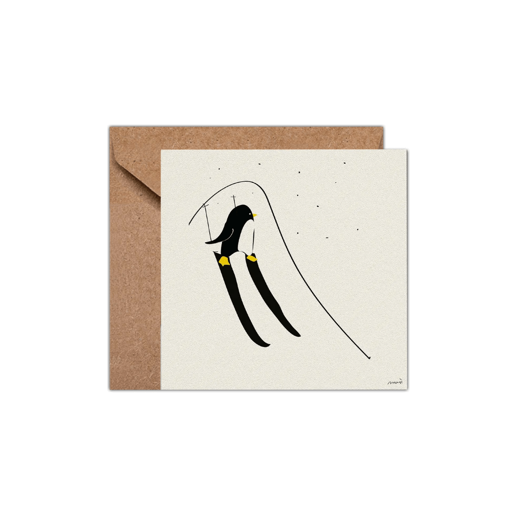 CHRISTMAS CARD - SKII PENGUIN