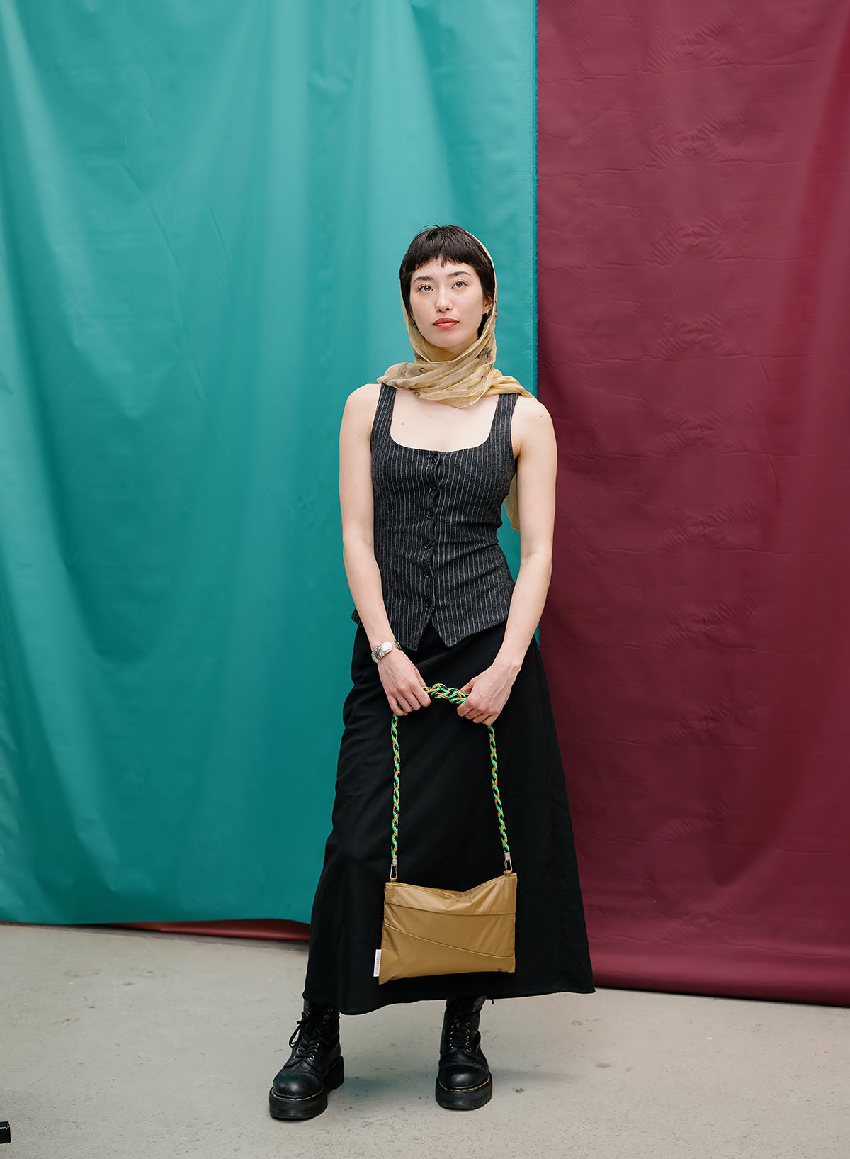 SUSAN BIJL THE NEW KUMIHIMO STRAP WENA & ORANGE & BLACK SMALL